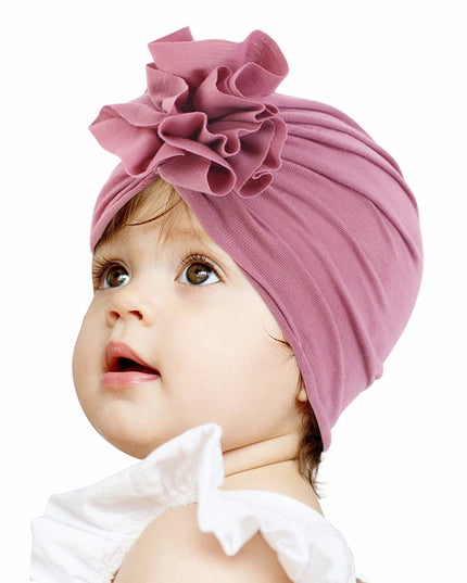 Kids Accessories Muslim Kids Baby Boy Girls Head Wrap Soft Cotton Turban Beanie Hat Flower Cap Peated Headwear Hair Loss Headband Cover Head 1-6Y