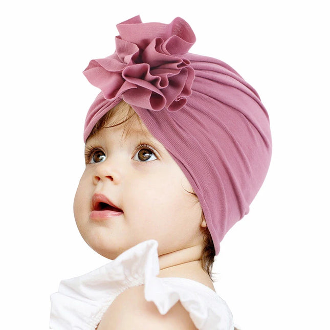 Kids Accessories Muslim Kids Baby Boy Girls Head Wrap Soft Cotton Turban Beanie Hat Flower Cap Peated Headwear Hair Loss Headband Cover Head 1-6Y