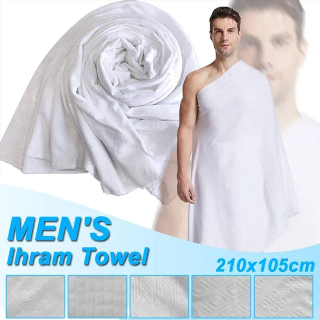 Accessories 1Pcs Ihram Hajj Towel Soft Comfortable White Pilgrimage Towel Arabia Muslim Ethnic Men Prayer Shawl Worship Hajj Costume