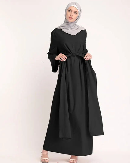 Dress -  Robe Musulmane Turkish Dubai Fashion Silky Muslim kaftan Robe full length Worship Service abaya