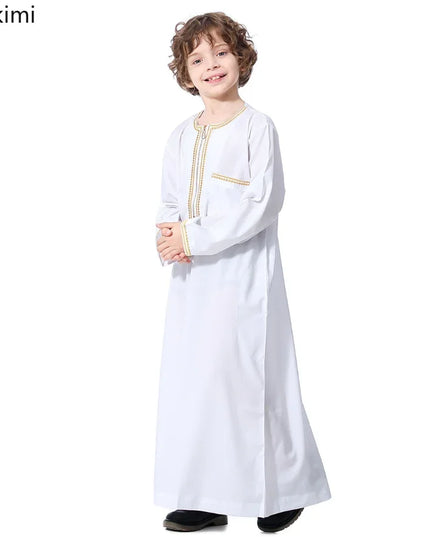 Kids Outfits New2024 Dubai Arab Muslim Kids Boys Clothes Abaya Caftan Robes Islamic Ramadan Clothing Oman Arabic Qatar Child Kaftans Costumes