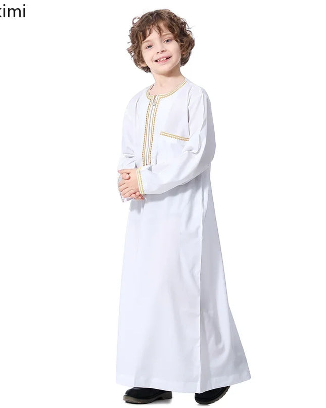 Kids Outfits New2024 Dubai Arab Muslim Kids Boys Clothes Abaya Caftan Robes Islamic Ramadan Clothing Oman Arabic Qatar Child Kaftans Costumes