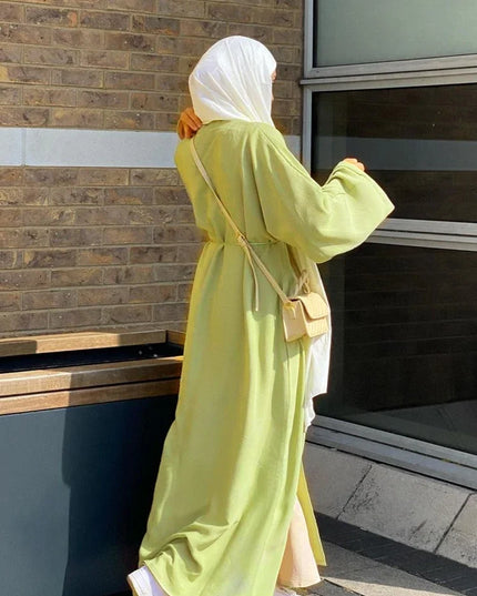 Abaya Casual Kimono Abaya Turkey Plain Crepe Open Abayas for Women Dubai Islamic Clothing Muslim Hijab Dress Ramadan Eid Kaftan Robe