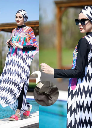 Swimwear Modest Swimwear Hijab Swimsuit Women Swimming Suit Cover Ups Hijabs For Woman Islamic Long Sleeve Burkini Swim Bathing