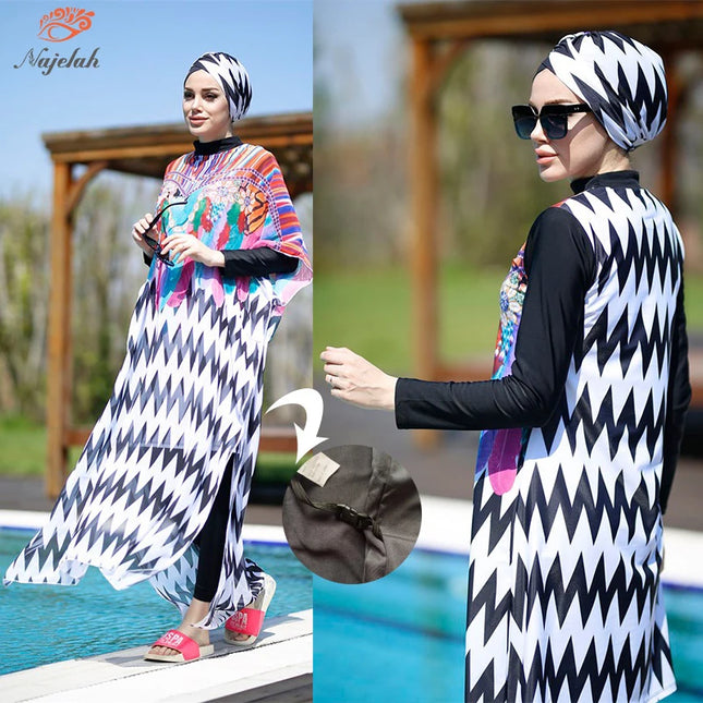 Swimwear Modest Swimwear Hijab Swimsuit Women Swimming Suit Cover Ups Hijabs For Woman Islamic Long Sleeve Burkini Swim Bathing