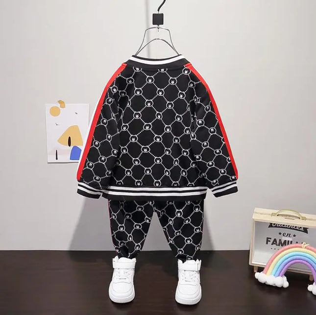 Babies Outfits Spring baby clothes for boys Children printed bear zipper jacket+cartoon shirts+pants 3pcs infant outfits Toddler Kids Tracksuit