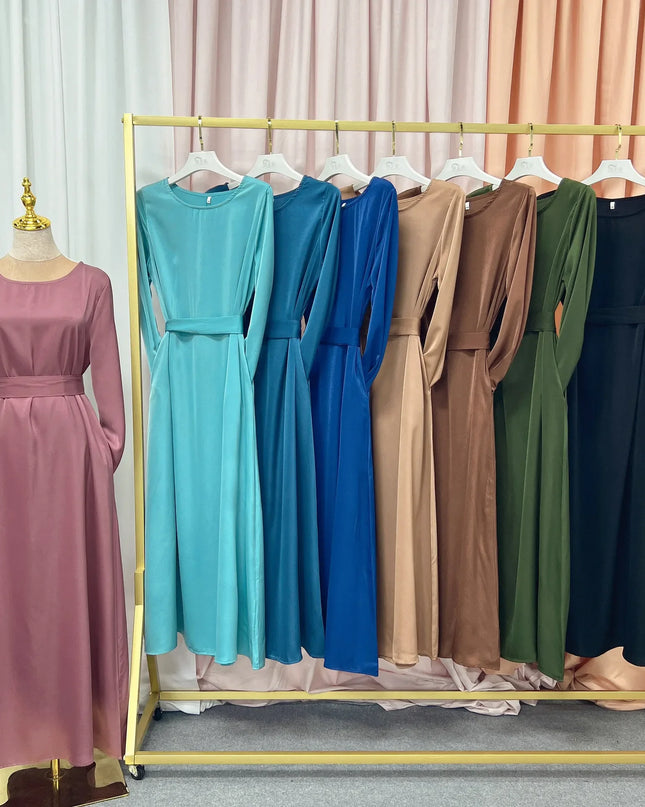 Dress Abaya Dubai Turkey Flare Sleeve Muslim Hijab Dress Plain Closed Abayas for Women Islamic Clothing Kaftan Robe