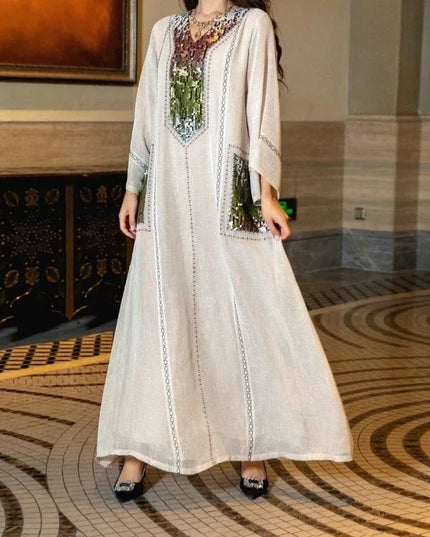 Dress Eid Muslim Party Dress for Women Abaya Sequins Maxi Evening Long Dresses Jalabiya Morocco Dubai Abayas Kaftan Vestidos Long Robe