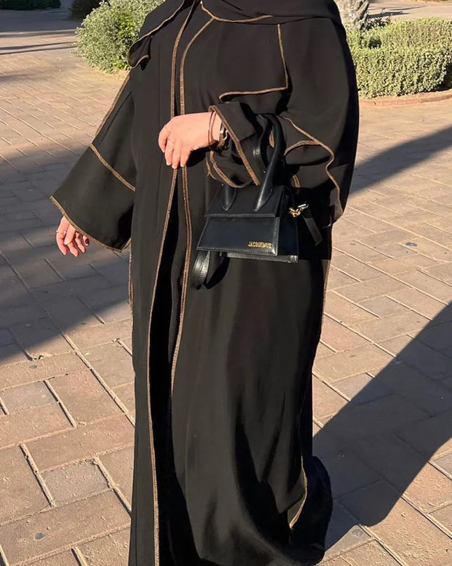 Dress Ramadan Muslim Open Abaya for Women Dubai Long Dress Four Pieces Muslim Sets Turkey Islamic Stitching Abayas with Belt Hijab