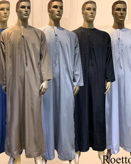 Jubba Long Sleeve Aman Abaya 1Piece Jubba Thobe For Men Kaftan Pakistan Muslim Saudi Arabia Djellaba Islam Clothing Prayer Robe Afghan