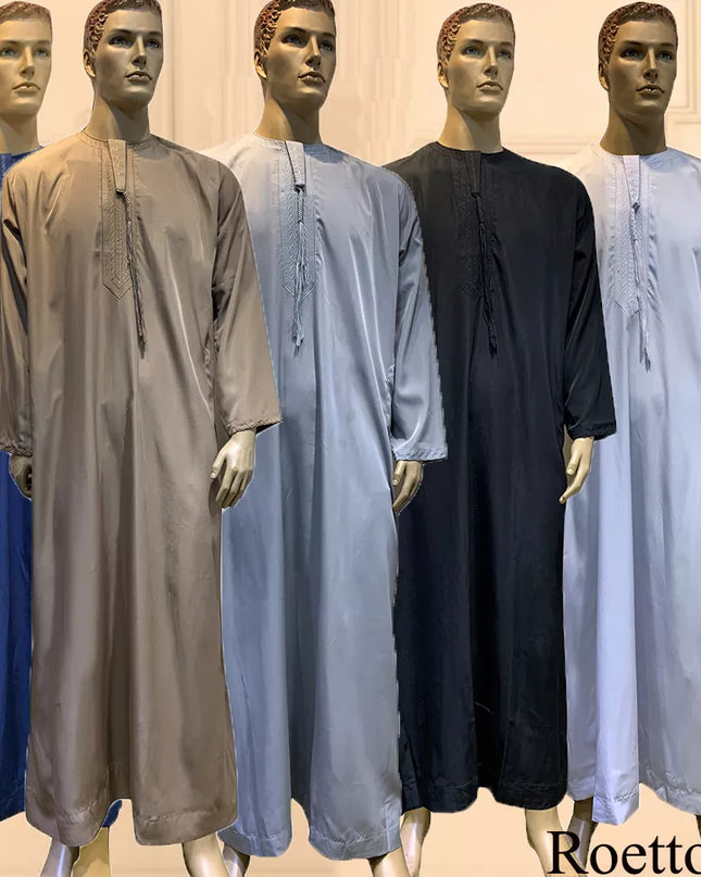 Jubba Long Sleeve Aman Abaya 1Piece Jubba Thobe For Men Kaftan Pakistan Muslim Saudi Arabia Djellaba Islam Clothing Prayer Robe Afghan