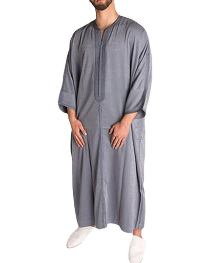 Jubba Durable Kaftan Arab Muslim Robe Men Jubba Thobe Long Sleeve Dubai Islamic Ethnic Gown Nightshirts Fashion Loose Casual Clothes