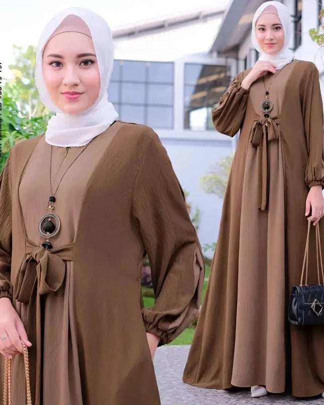 Dress Muslim Women's Prayer Dress Middle East Islamic Color Matching Long Skirt with Pullover  Abaya Khimar Jilbab Kaftan Long Dress