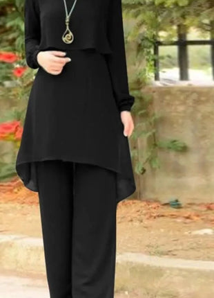 2 Piece Set Women Full Sleeved Loose Blouse Suits Two Piece Sets Outifits Fashion Solid Dubai Turkey Trousers Suits