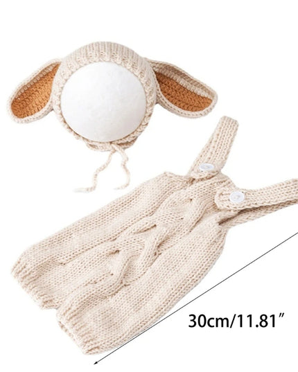 Baby Photo  Props Bunny Costume Romper Rabbit Hat Newborn Photo Props Photography Clothes Knitted Outfit 2PCS