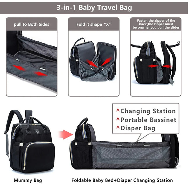 Kids Accessories Portable Mommy Bags Folding Large Capacity Mother Backpack Bags For Babies Kid Baby Stroller Diaper Bag Organizer Outing Handbag