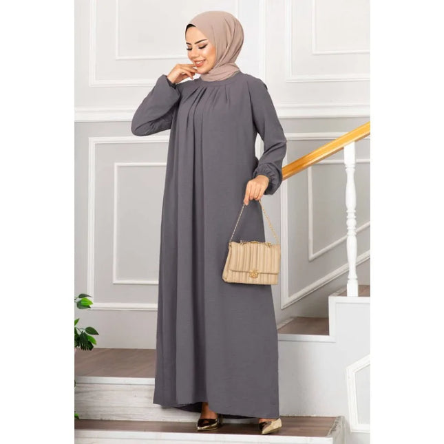 Dress Women Abaya Lady Y2K Ruched Muslim Dress Turkish Robe Kaftan Islamic Clothing Ball Gown Long Sleeve Abaya
