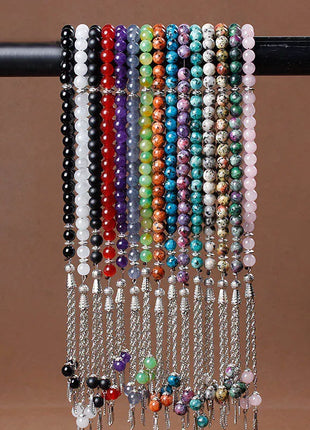 Accessories Natural Stone Agates Tassel Pendant 33 Prayer Beads Islamic Muslim Tasbih Allah Rosary Meditation Bead for Men Women jewelry