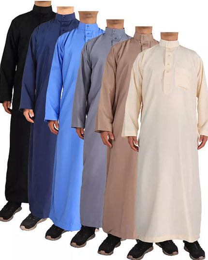 Jubba Muslim Men Clothing Islam Dress Fashion Caftan Black Thobe Saudi Arabia Kaftan Abaya Turkey Dubai Luxury Robe Pakistan Moroccan