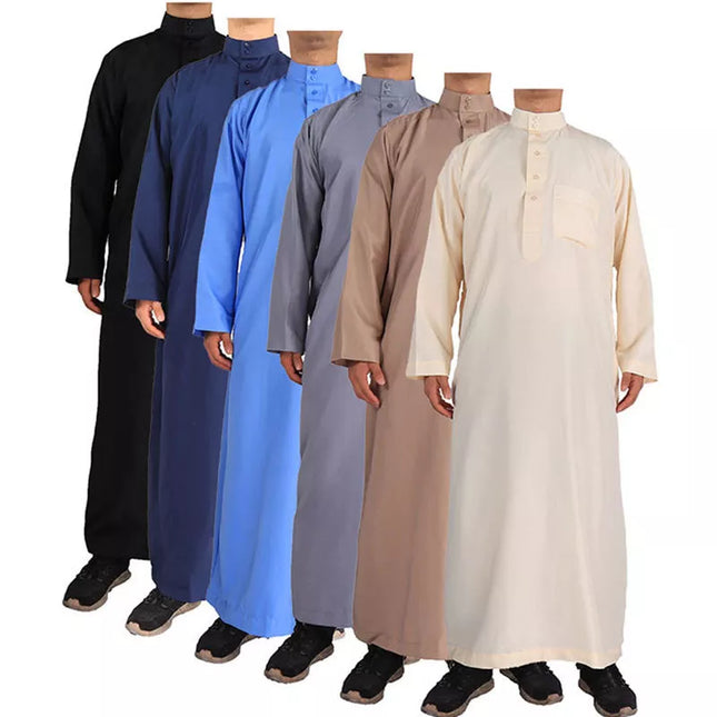 Jubba Muslim Men Clothing Islam Dress Fashion Caftan Black Thobe Saudi Arabia Kaftan Abaya Turkey Dubai Luxury Robe Pakistan Moroccan