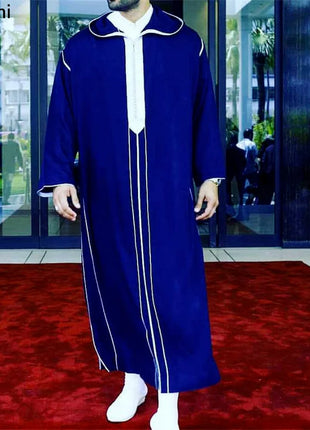 Jubba New 2023 Traditional Muslim Clothing Eid Middle East Jubba Thobe Men Thobe Arab Muslim Robes with Long Sleeves Gifts for Husband