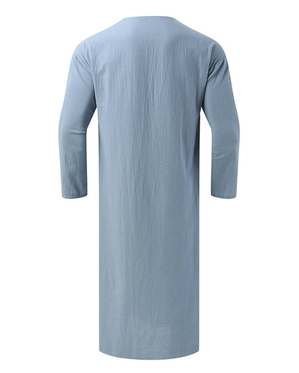 Men Tunics New Mens Muslim Clothing Saudi Jubba Kaftan Loose Full Length Thobe Robe Top  Vintage V Neck Muslim Kaftan Robes Men Clothing