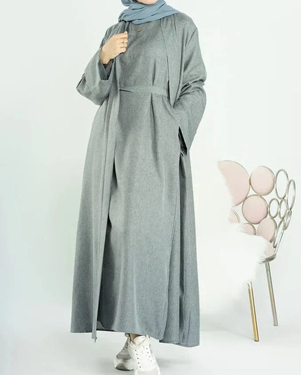 Abaya Ramadan Eid Cotton Linen Open Abaya Dubai Turkey Long Muslim Hijab Dress Kimono Abayas for Women Plain Kaftan Islamic Clothing