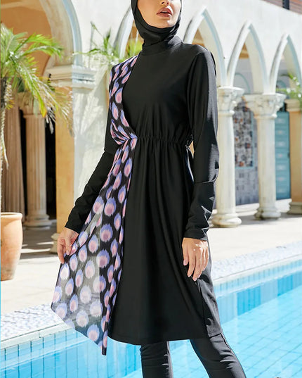 Swimwear Women Print Siwmsuit Full Cover Swimwear Hijab Swimming Costumes Muslim Burkini Islam Bathing Suit Conservative Maillot De Bain