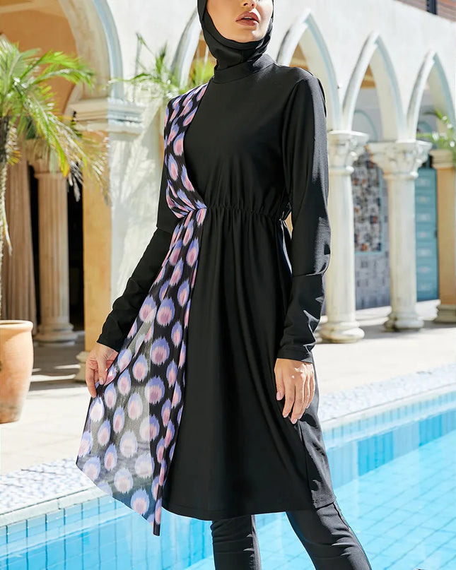 Swimwear Women Print Siwmsuit Full Cover Swimwear Hijab Swimming Costumes Muslim Burkini Islam Bathing Suit Conservative Maillot De Bain