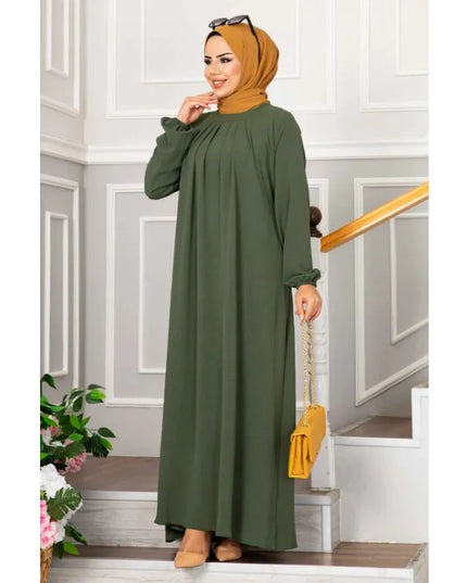 Dress Women Abaya Lady Y2K Ruched Muslim Dress Turkish Robe Kaftan Islamic Clothing Ball Gown Long Sleeve Abaya
