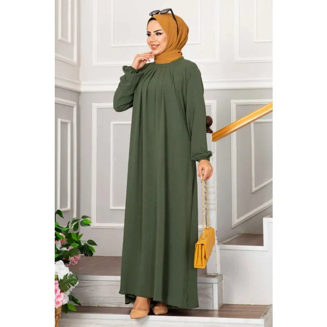 Dress Women Abaya Lady Y2K Ruched Muslim Dress Turkish Robe Kaftan Islamic Clothing Ball Gown Long Sleeve Abaya