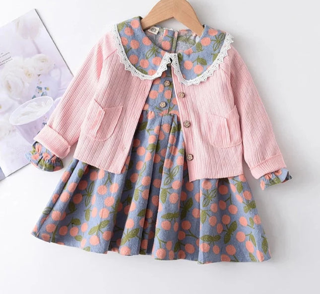 Babies Outfits Bear Leader Girls Flowers Party Dress 2023 New Autumn Children Casual Costumes Kids Floral Vestidos Retro Todderl Baby Outfits