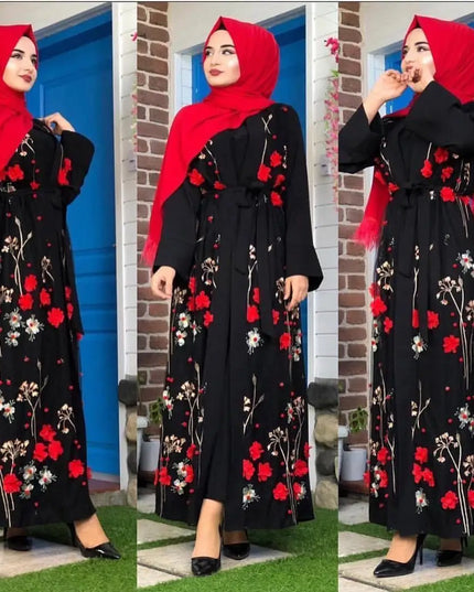 Dress Floral Abaya Dubai Kimono Muslim Hijab Dress Abayas For Women Kaftan Caftan Marocain Prayer Turkish Islamic Clothing Robe Femme