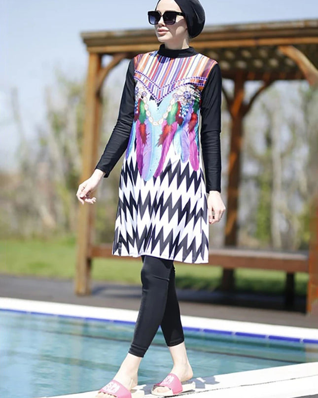 Swimwear Modest Swimwear Hijab Swimsuit Women Swimming Suit Cover Ups Hijabs For Woman Islamic Long Sleeve Burkini Swim Bathing