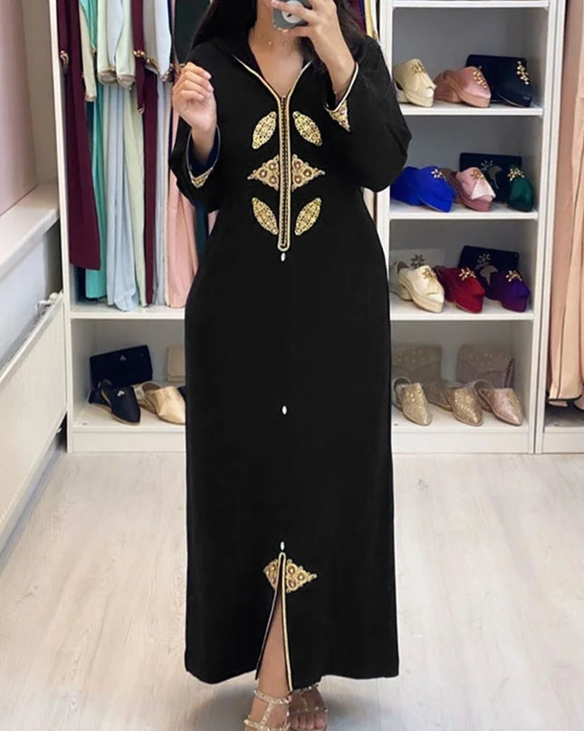 Dress Jellaba Kaftan Women Floral Dubai 2022 Hooded Summer Fashion Elegant Long Dresses Robe Femme Morocca