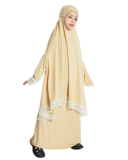 Kids Outfits Muslim Kids Girls Hijab Dress Overhead Eid Ramadan Khimar Skirt Prayer Garment Islam Caftan Burqa Abaya Robe Kaftan Hooded Gown