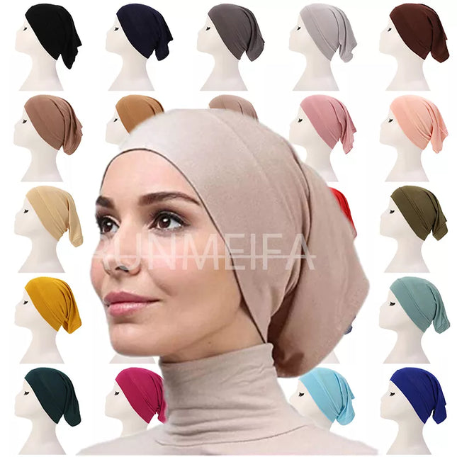 Hijab Fashion Muslim Hijab Caps Solid Underscarf Women Veil Modal Cotton Hijab Muslim Scarf Turbans Head  Women's Hijabs Hat Islamic