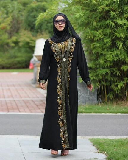 Dress Dubai Arab Islam Abaya Women Muslim Long Dress Sequin Beading Kaftan Robes Elegant Splice Maxi Dresses Islamic Clothing Caftan