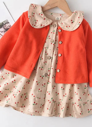Babies Outfits Bear Leader Girls Flowers Party Dress 2023 New Autumn Children Casual Costumes Kids Floral Vestidos Retro Todderl Baby Outfits