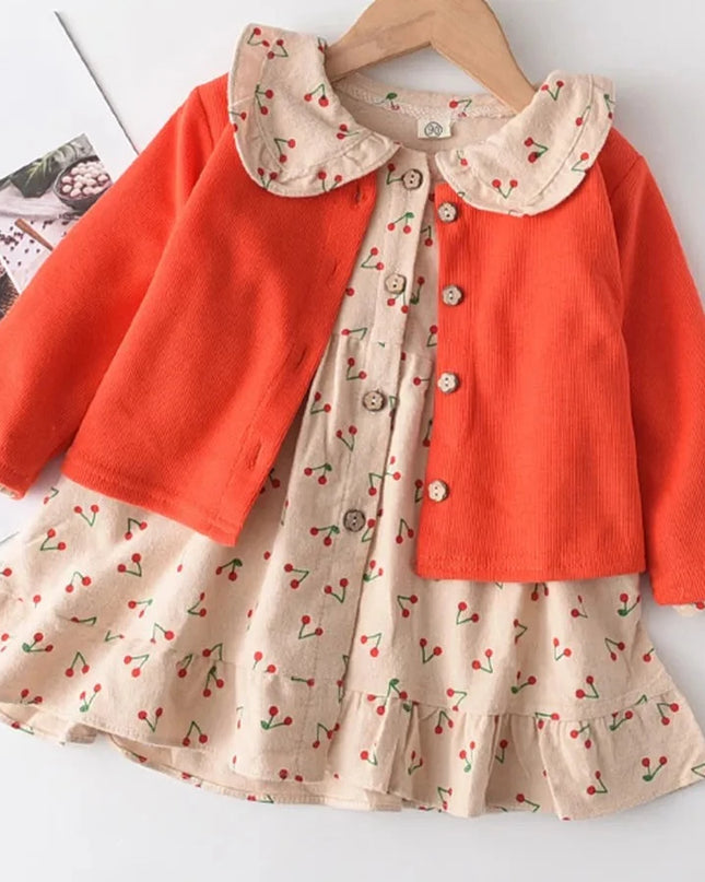 Babies Outfits Bear Leader Girls Flowers Party Dress 2023 New Autumn Children Casual Costumes Kids Floral Vestidos Retro Todderl Baby Outfits