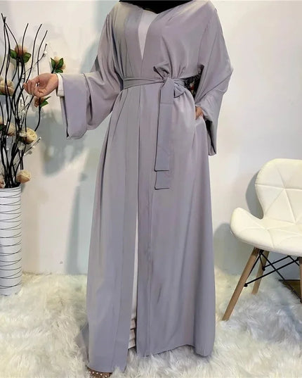 Abaya Solid Open Kaftan Dubai Abaya Turkey Kimono Cardigan Robe Muslim Hijab Dress Ramadan Abayas for Women Caftan Islamic Clothing