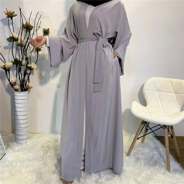 Abaya Solid Open Kaftan Dubai Abaya Turkey Kimono Cardigan Robe Muslim Hijab Dress Ramadan Abayas for Women Caftan Islamic Clothing