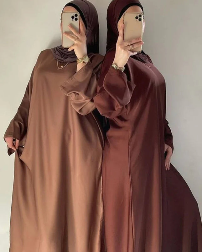Dress Abaya Dubai Turkey Flare Sleeve Muslim Hijab Dress Plain Closed Abayas for Women Islamic Clothing Kaftan Robe