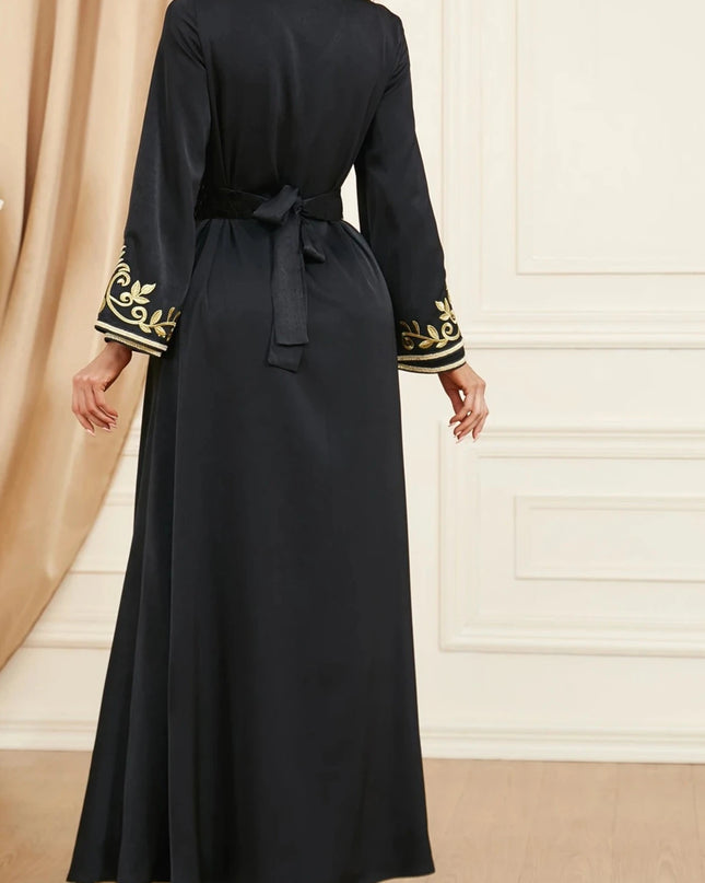 Dress Autumn Muslim Abaya for Women Maxi Dress A-line Dresses Lace-up Morocco Kaftan Dubai Robe Party Dress 2 Piece Set Saudi Arab