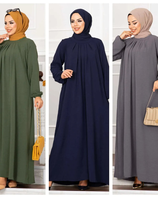 Dress Women Abaya Lady Y2K Ruched Muslim Dress Turkish Robe Kaftan Islamic Clothing Ball Gown Long Sleeve Abaya