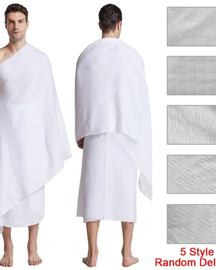 Accessories 1Pcs Ihram Hajj Towel Soft Comfortable White Pilgrimage Towel Arabia Muslim Ethnic Men Prayer Shawl Worship Hajj Costume