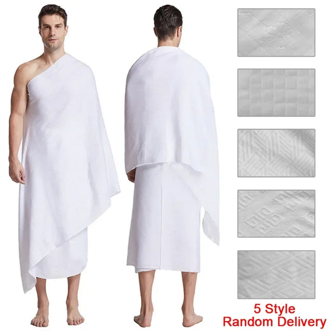 Accessories 1Pcs Ihram Hajj Towel Soft Comfortable White Pilgrimage Towel Arabia Muslim Ethnic Men Prayer Shawl Worship Hajj Costume