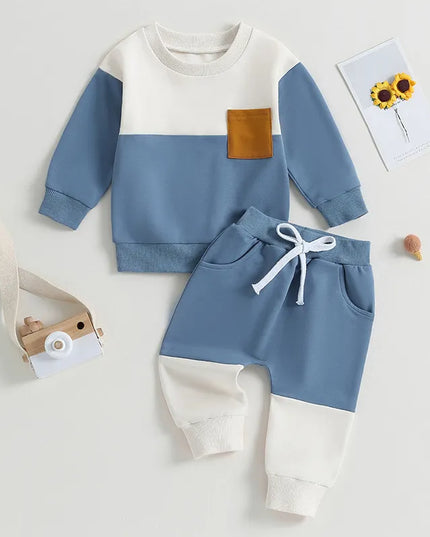 Babies Outfits Boys Fall Winter Clothes Long Sleeve Crewneck Sweatshirt and Pants 2PC Sweatsuit Casual Outfits for Toddlers