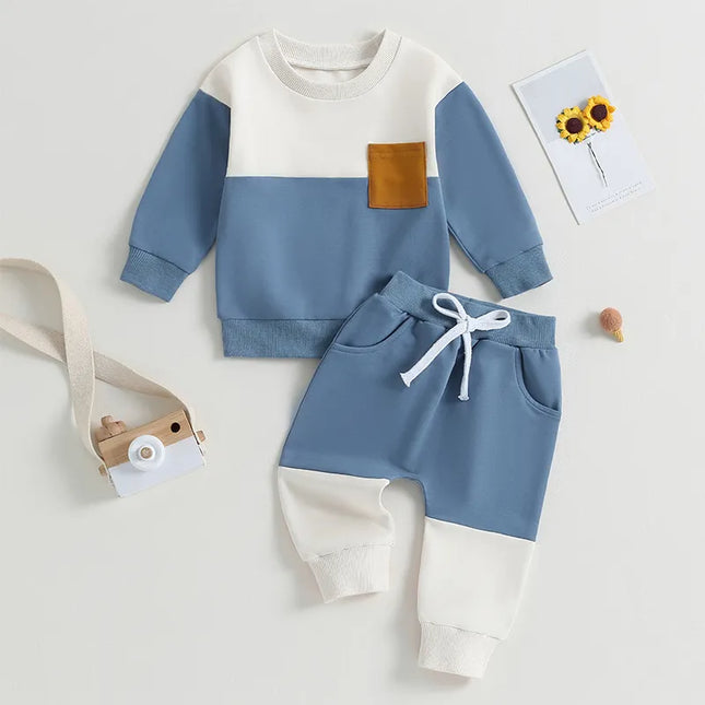 Babies Outfits Boys Fall Winter Clothes Long Sleeve Crewneck Sweatshirt and Pants 2PC Sweatsuit Casual Outfits for Toddlers