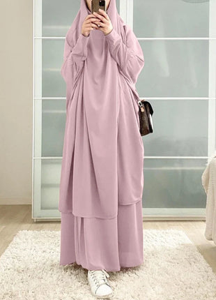 Jilbab-Prayer Outfit Ramadan Jilbab 2 Piece Abaya Khimar Set Muslim Women Prayer Garment Long Hijab Skirt Islamic Clothing Djellaba Dubai Niqab Burka